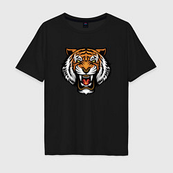 Футболка оверсайз мужская Angry Tiger, цвет: черный