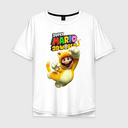 Футболка оверсайз мужская Super Mario 3D world animals, цвет: белый