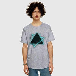 Футболка оверсайз мужская Треугольник неон, цвет: меланж — фото 2