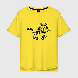 Футболка оверсайз мужская Черный кот, цвет: желтый