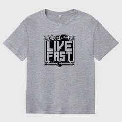 Футболка оверсайз мужская Hot Wheels Live Fast, цвет: меланж