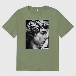 Футболка оверсайз мужская Давид Скульптура Тимоти Шаламе, цвет: авокадо