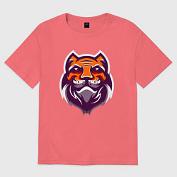 Футболка оверсайз мужская Tiger Smile, цвет: коралловый