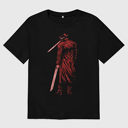 Футболка оверсайз мужская Человек Катана силуэт, цвет: черный