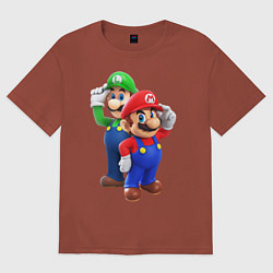 Футболка оверсайз мужская Mario Bros, цвет: кирпичный