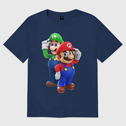 Футболка оверсайз мужская Mario Bros, цвет: тёмно-синий