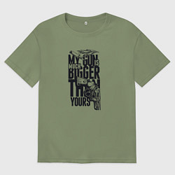 Футболка оверсайз мужская Пистолет с патронами, цвет: авокадо