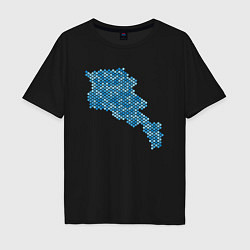 Футболка оверсайз мужская Armenia Blue Map, цвет: черный
