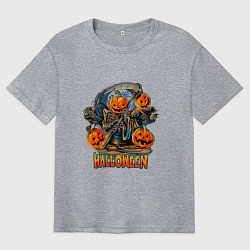 Футболка оверсайз мужская Тыквоголовый, цвет: меланж