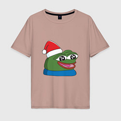 Мужская футболка оверсайз Pepe, pepe happy, Пепе хеппи, pepe happy new year