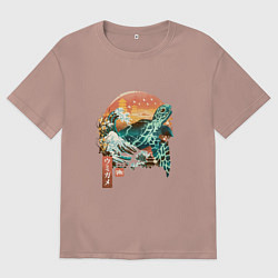 Футболка оверсайз мужская Черепаха Япония, цвет: пыльно-розовый