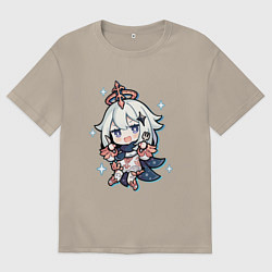 Футболка оверсайз мужская Paimon тян, цвет: миндальный