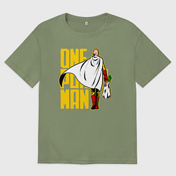 Футболка оверсайз мужская Сайтама возвращается из супермаркета One Punch-Man, цвет: авокадо