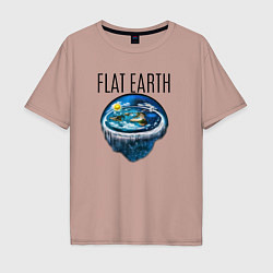 Футболка оверсайз мужская The Flat Earth, цвет: пыльно-розовый