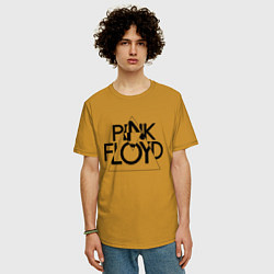 Футболка оверсайз мужская PINK FLOYD LOGO ПИНК ФЛОЙД, цвет: горчичный — фото 2
