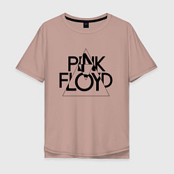 Футболка оверсайз мужская PINK FLOYD LOGO ПИНК ФЛОЙД, цвет: пыльно-розовый