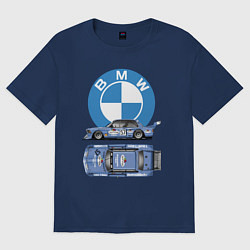 Футболка оверсайз мужская BMW Motorsport Retro, Germany, цвет: тёмно-синий