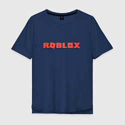Футболка оверсайз мужская Roblox logo red роблокс логотип красный, цвет: тёмно-синий