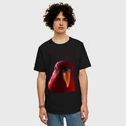 Футболка оверсайз мужская Красный попугай, цвет: черный — фото 2