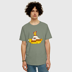 Футболка оверсайз мужская The Beatles Yellow Submarine в дудл стиле, цвет: авокадо — фото 2