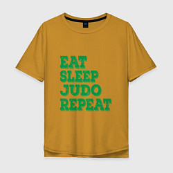 Футболка оверсайз мужская Eat - Sleep - Judo, цвет: горчичный