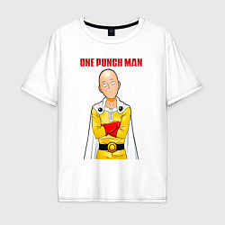 Футболка оверсайз мужская Сайтама безразличие One Punch-Man, цвет: белый