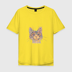 Мужская футболка оверсайз A 018 Цветной кот