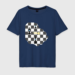 Футболка оверсайз мужская Шахматы в маске, цвет: тёмно-синий