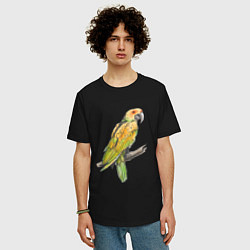 Футболка оверсайз мужская Любимый попугай, цвет: черный — фото 2