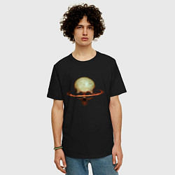 Футболка оверсайз мужская Череп в кольце - Сатурн, цвет: черный — фото 2
