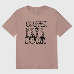 Футболка оверсайз мужская Карикатура на группу System of a Down, цвет: пыльно-розовый