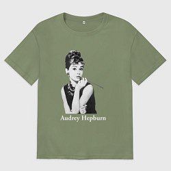 Футболка оверсайз мужская Одри Хепбёрн 04, цвет: авокадо