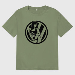 Футболка оверсайз мужская Volkswagen и девушка, цвет: авокадо