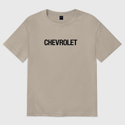 Футболка оверсайз мужская Chevrolet Лого Эмблема спина, цвет: миндальный