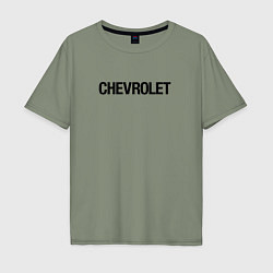 Футболка оверсайз мужская Chevrolet Лого Эмблема спина, цвет: авокадо