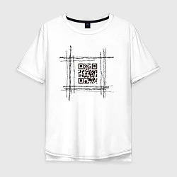 Футболка оверсайз мужская QR за колючкой, цвет: белый