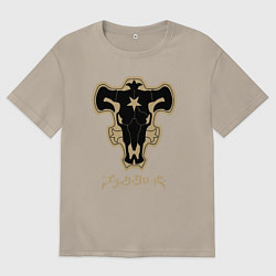 Футболка оверсайз мужская Черный Бык, цвет: миндальный