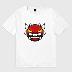 Футболка оверсайз мужская Geometry Dash: Anger Smile, цвет: белый