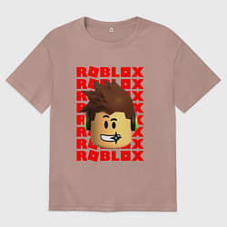 Футболка оверсайз мужская ROBLOX RED LOGO LEGO FACE, цвет: пыльно-розовый