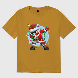 Футболка оверсайз мужская DAB SANTA CLAUS В ГЕРЛЯНДЕ, цвет: горчичный