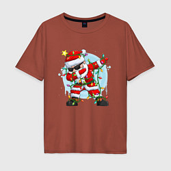Футболка оверсайз мужская DAB SANTA CLAUS В ГЕРЛЯНДЕ, цвет: кирпичный