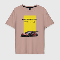 Футболка оверсайз мужская Porsche Carrera 4S Motorsport, цвет: пыльно-розовый