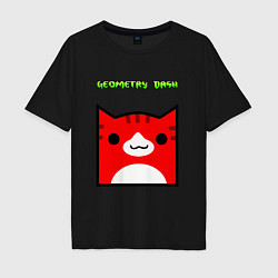 Футболка оверсайз мужская Geometry Dash: Cat Skin, цвет: черный