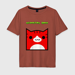 Футболка оверсайз мужская Geometry Dash: Cat Skin, цвет: кирпичный