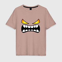 Футболка оверсайз мужская Geometry Dash: Demon Face, цвет: пыльно-розовый