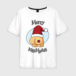 Футболка оверсайз мужская Merry KissMAss, цвет: белый