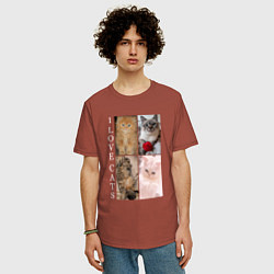 Футболка оверсайз мужская I LOVE CATS Я ЛЮБЛЮ КОШЕК, цвет: кирпичный — фото 2