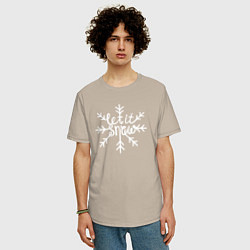 Футболка оверсайз мужская Snowflake Let it snow, цвет: миндальный — фото 2