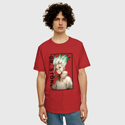 Футболка оверсайз мужская Доктор Стоун Сенку Ишигами, цвет: красный — фото 2