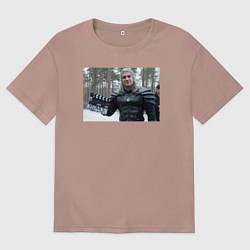 Футболка оверсайз мужская ВЕДЬМАК ЗА КАДРОМ, цвет: пыльно-розовый